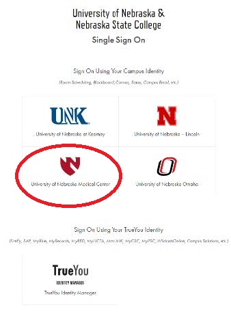 EMS login UNMC credentials screen