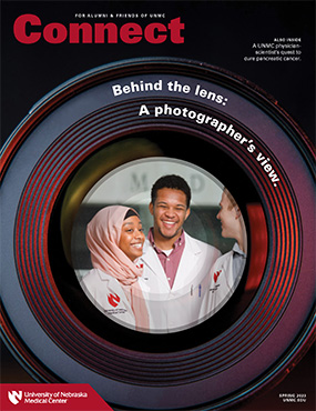 The cover of "Behind the lens: A photographer's view," an issue of Connect magazine