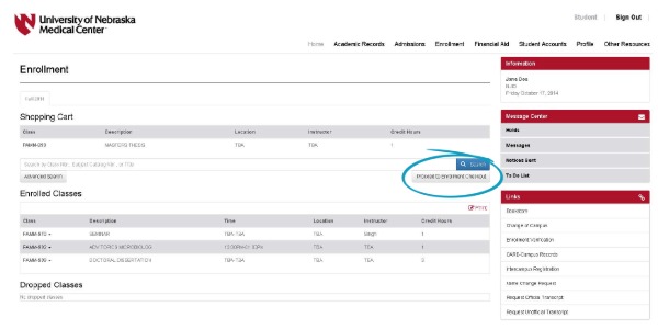 Enrollment screen with Proceed to Enrollment Checkout button highlighted