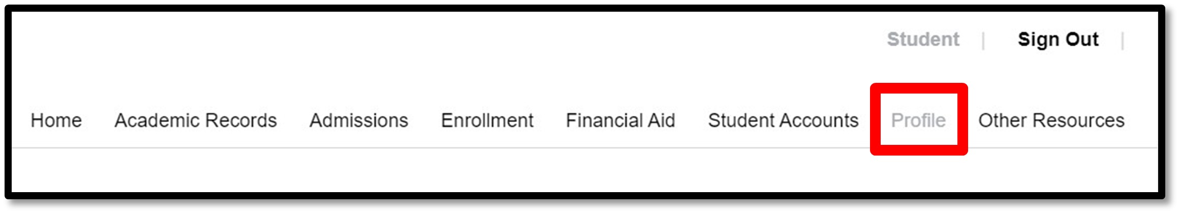 MyRecords Profile option on top menu
