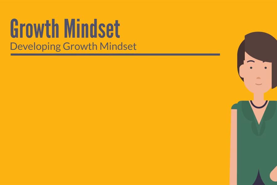Clipart of a woman with the text, "Growth MIndset. Developing Growth Mindset."