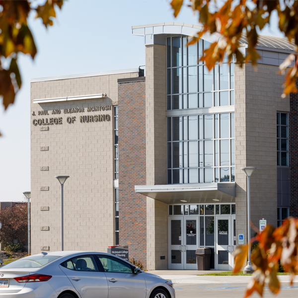 Exterior of the College of Nursing building in Norfolk