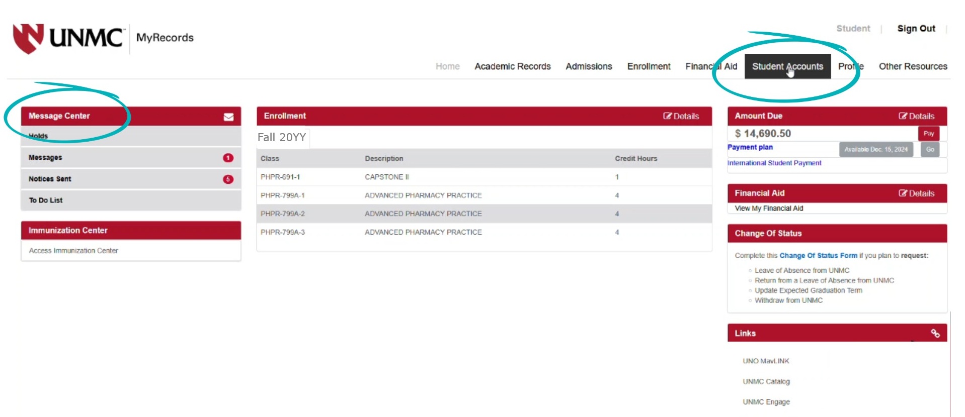 MyRecords portal home page