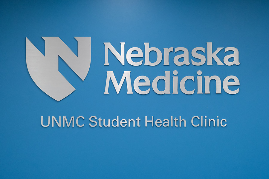 UNMC student health clinic sign