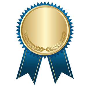 blue and gold award ribbon
