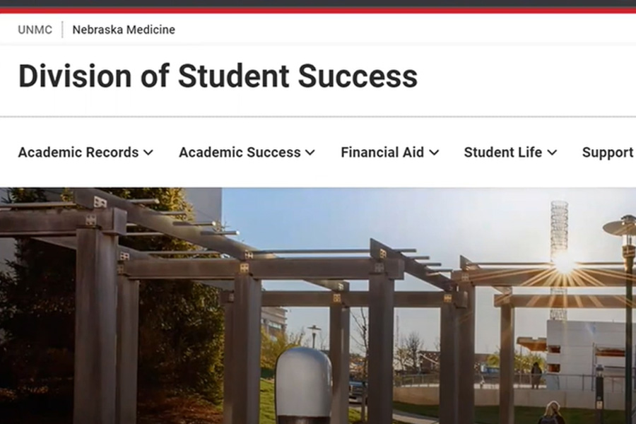 A screenshot of the UNMC Division of Student Success website