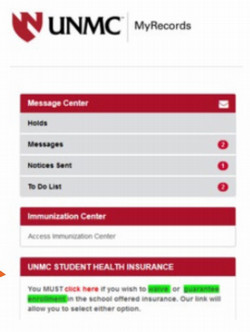 MyRecords insurance coverage and waiver statement